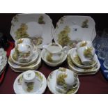 Shelley 'Heather' Tea Ware, of thirty five pieces, (some damages): One Tray
