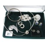 A Selection of "925" and Other Costume Jewellery, including brooches, earrings, bangles and a modern