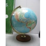 A Philips 12" Challenge Globe, on circular wooden base.