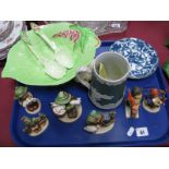 Carlton Ware Leaf Design Salad Bowl, with servers, Jasper Ware jug, dish, six Hummer figures,