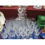 Cut Glass Decanters, Whisky and other glasses:- One Tray
