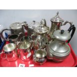 A Mappin & Webb Hotel Plate Tea Service, Viners tea service, pewter coffee pot:- One Tray