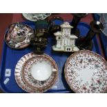 Crown Derby Osborne Trio and Circular Bowl, Crown Derby Imari tea cup and saucer, Lustra beakers,