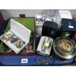 Assorted Costume Jewellery, wristwatches, jewellery box etc:- One Tray