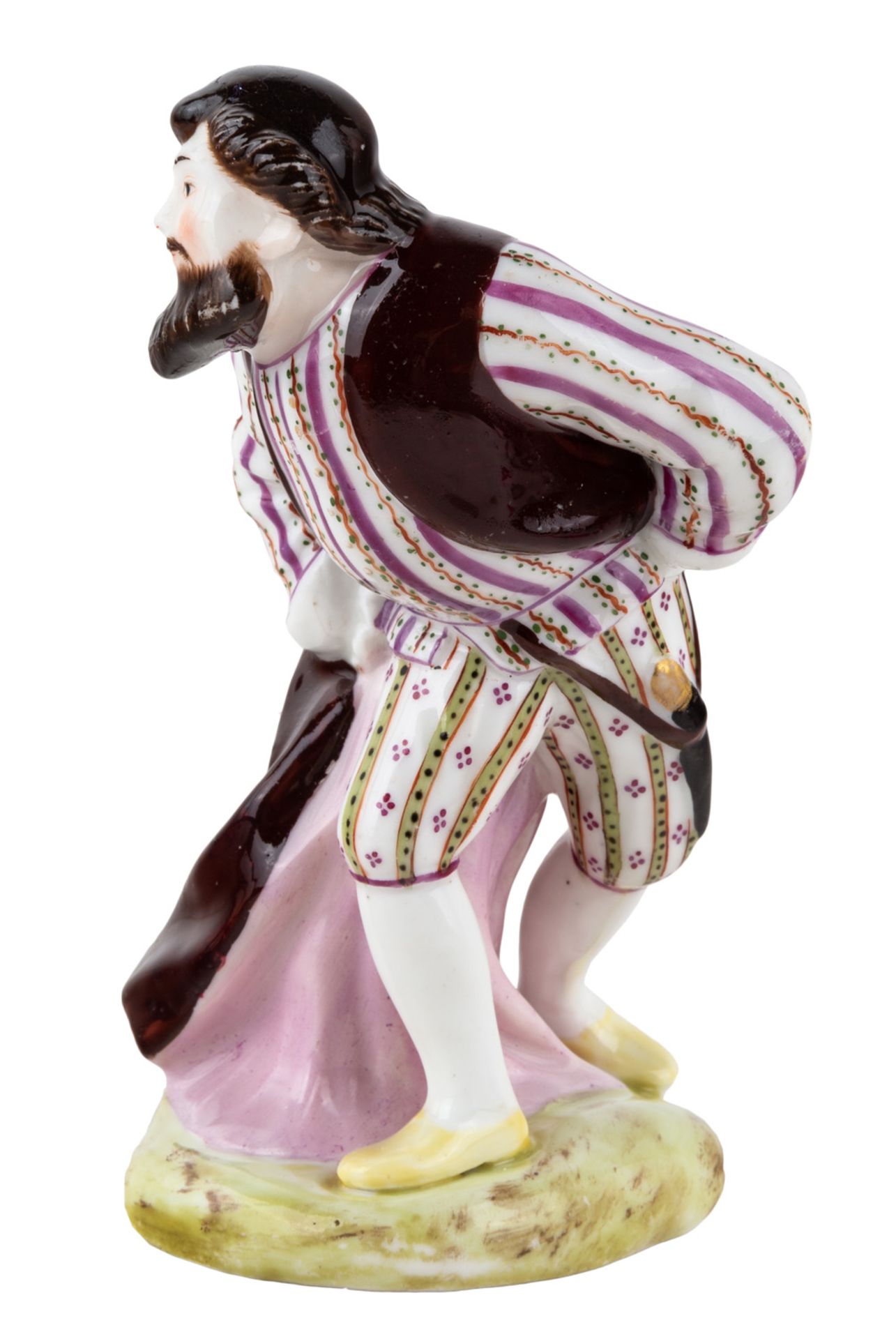 A RUSSIAN PORCELAIN COMMEDIA DELL'ARTE FIGURE OF PANTALONE, GARDNER PORCELAIN FACTORY, MOSCOW, 1830S - Image 2 of 3