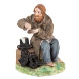 A RUSSIAN PORCELAIN FIGURE OF A PEASANT SALTING BREAD, GARDNER PORCELAIN FACTORY, MOSCOW, 19TH C