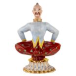 A RUSSIAN PORCELAIN PERFUME BOTTLE IN THE FORM OF MONGOLIAN MAN, PRIVATE PORCELAIN FACTORY