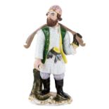 A RUSSIAN PORCELAIN FIGURE OF A WATER CARRIER, KORNILOV BROTHERS PORCELAIN FACTORY, 1840S-1860S