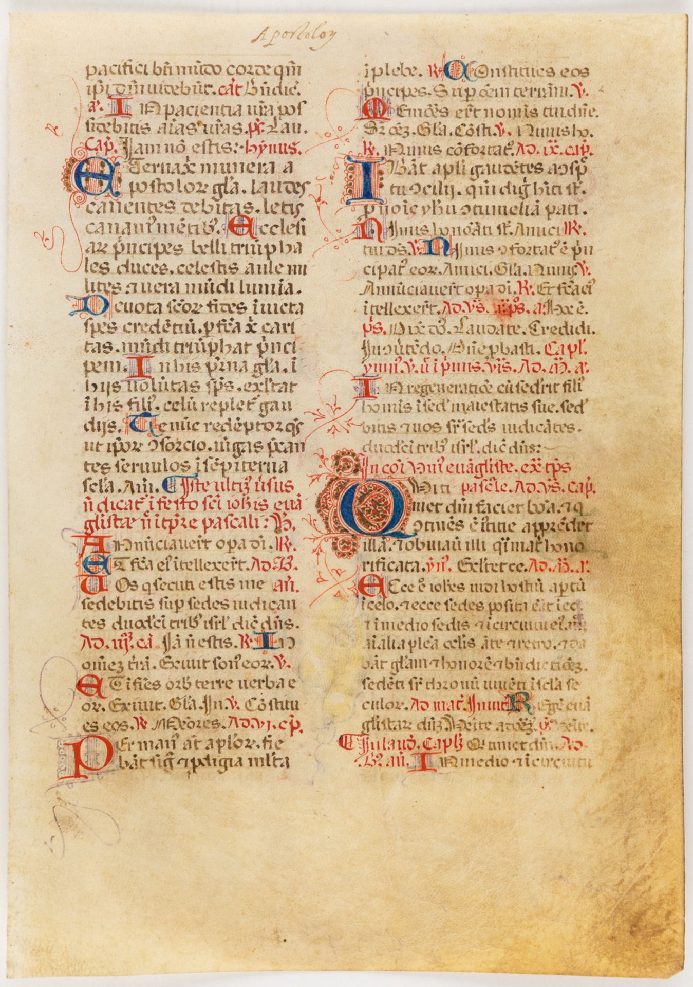 AN ITALIAN BREVIARY LEAF FROM THE COMMON OF SAINTS, 15TH C.