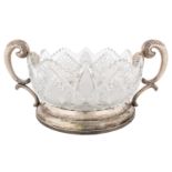 A LARGE FABERGE CUT CRYSTAL AND SILVER BOWL, WORKMASTER KARL FABERGE, MOSCOW, 1899-1908