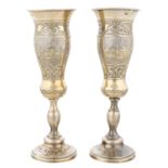 A PAIR OF RUSSIAN SILVER CHAMPAGNE FLUTES, WORKMASTER MIKHAIL DIMITRIEV, MOSCOW, 1864