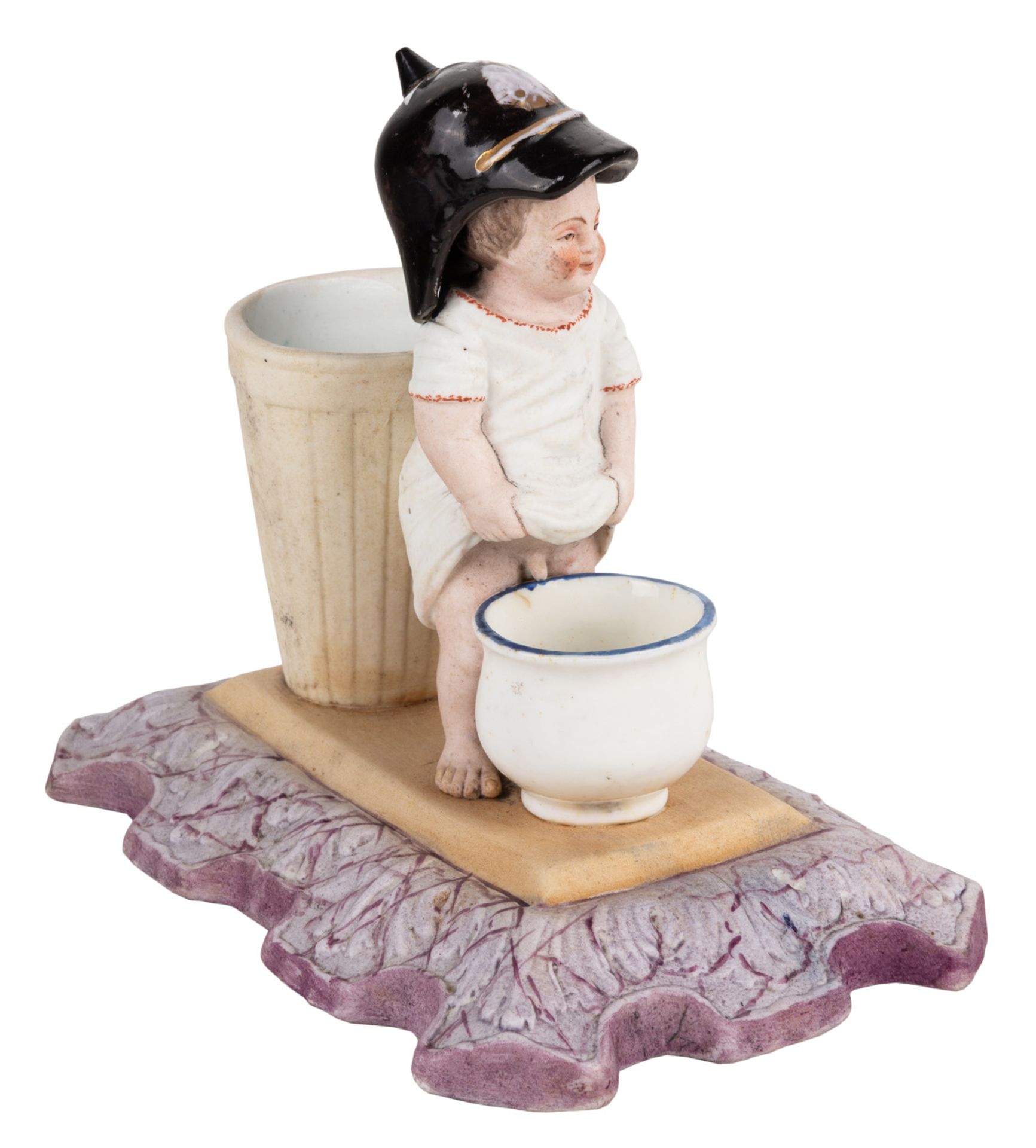 A RUSSIAN PORCELAIN SPILL VASE FORMED AS A PEEING BOY, GARDNER PORCELAIN FACTORY, MID 19TH CENTURY - Image 2 of 4