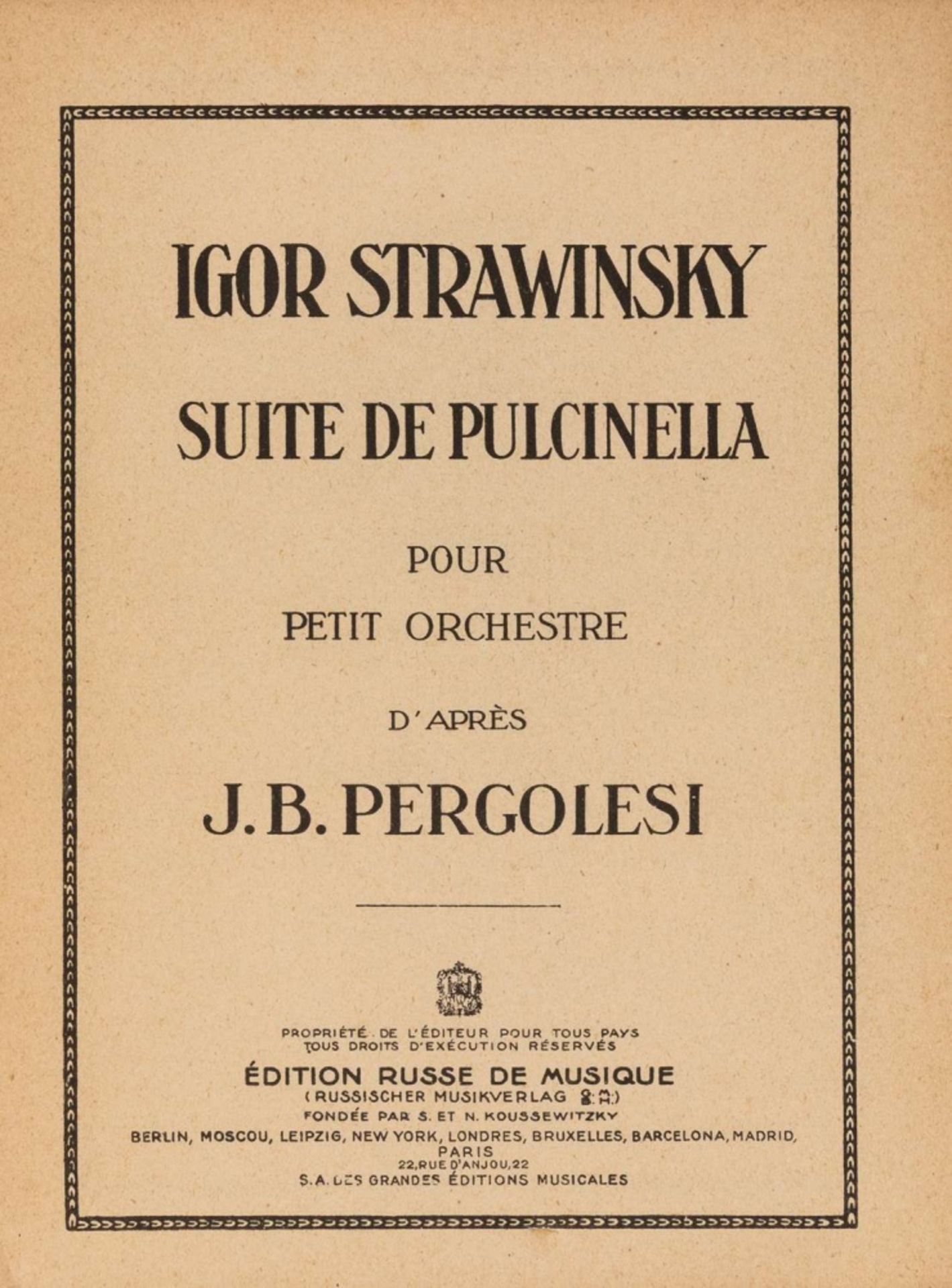 IGOR STRAVINSKY, AUTOGRAPH COPY OF SUITE DE PULCHINELLA, 1924 - Bild 7 aus 8