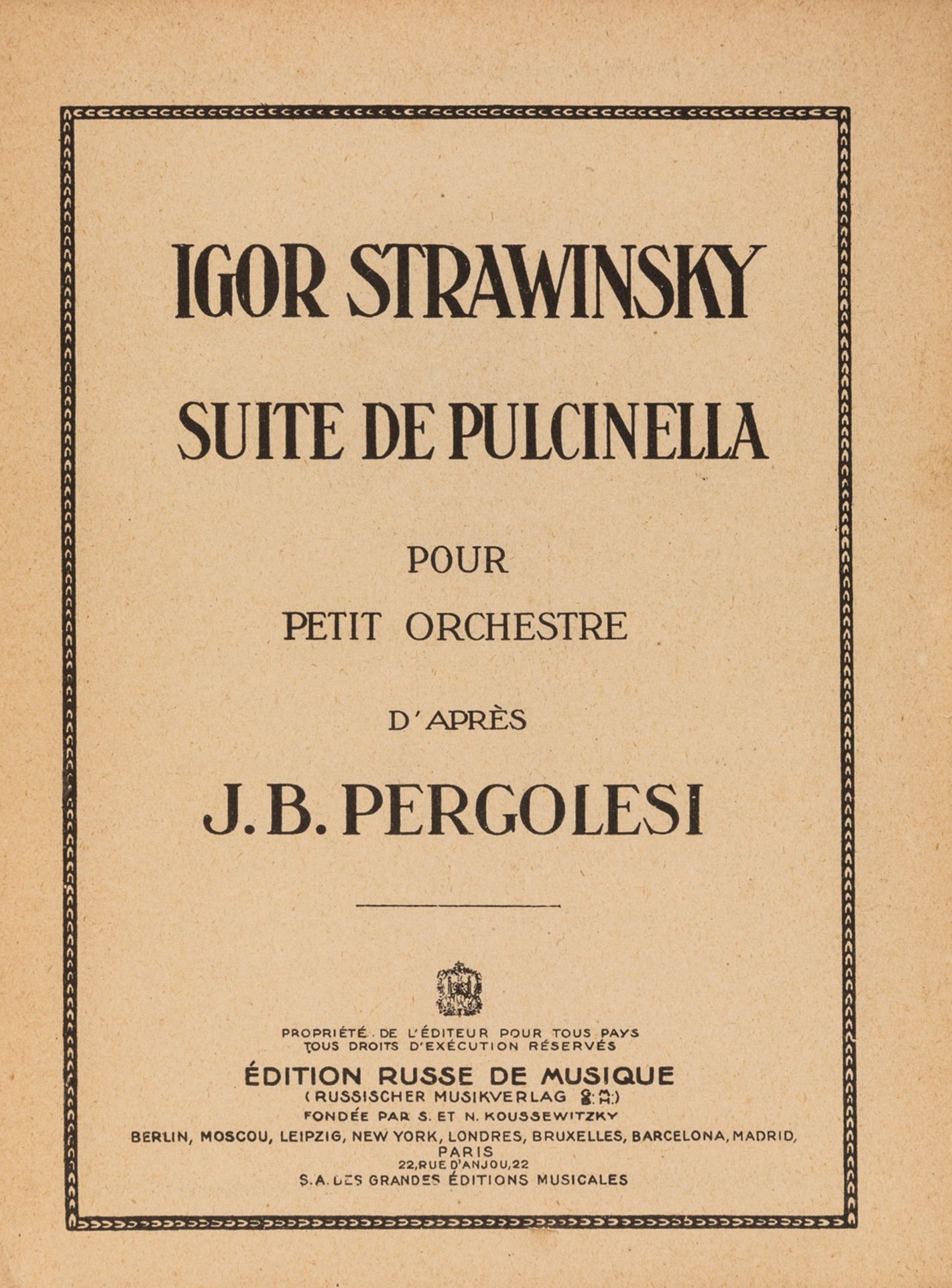 IGOR STRAVINSKY, AUTOGRAPH COPY OF SUITE DE PULCHINELLA, 1924 - Bild 4 aus 8