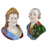 A PAIR OF PORCELAIN BUSTS OF CATHERINE THE GREAT AND GRAND DUKE PAUL, IMPERIAL PORCELAIN, 1762-1796