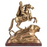 AN ORIGINAL 19TH CENTURY CASTING OF THE BRONZE HORSEMAN AFTER ETIENNE FALCONET (FRENCH 1716-1791)