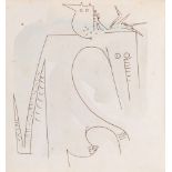 AN INK AND WATERCOLOR DRAWING BY WILFREDO LAM (CUBAN 1902-1982) IN COPY OF CATALOGUE RAISONNE