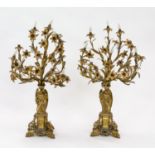 A PAIR OF BRASS CANDELABRA, 20TH CENTURY