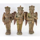 A GROUP OF THREE INDIAN POLYCHROME FIGURATIVE WALL MOUNTS, LATE 19TH CENTURY