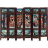 A SIX-PANEL SCREEN DEPICTING THE TALE OF GENJI, LATE QING DYNASTY