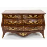 A MARQUETRY COMMODE WITH GRANITE TOP, EARLY 20TH CENTURY