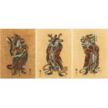 A GROUP OF THREE CHINESE WARRIOR PAINTINGS BY JING HU, CIRCA 1900