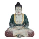 A WOODEN INDONESIAN FIGURE OF BUDDHA SHAKYAMUNI