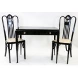 AN AUSTRIAN ART DECO LACQUER WRITING DESK WITH A PAIR OF CHAIRS, EARLY 20TH CENTURY