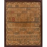 AN EARLY 1794 SAMPLER BY ELIZABETH BREESE HAZARD (AMERICAN 1786-1861), ALPHABET EMBROIDERY