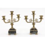 A PAIR OF FRENCH ORMOLU BRONZE AND VERDE ANTIQUE CANDELABRA, LATE 19TH CENTURY