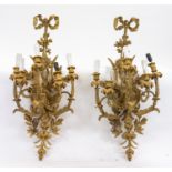 A PAIR OF ORMOLU BRONZE CANDELABRA WALL MOUNTS