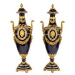 A PAIR OF FRENCH SEVRES-STYLE ORMOLU-MOUNTED VASES, LATE 19TH CENTURY