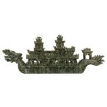 A MONUMENTAL CHINESE CARVED JADE SHIP