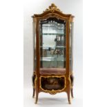 A FRENCH VERNIS MARTIN-STYLE BOIS SATINE VITRINE, LATE 19TH CENTURY