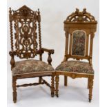 A PAIR OF SIMILAR NORTH EUROPEAN WOODEN FAUTEUILS, 19TH CENTURY