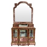 A LOUIS XVI STYLE MARBLE AND ORMOLU BRONZE-MOUNTED MAHOGANY SIDE CABINET WITH MIRROR