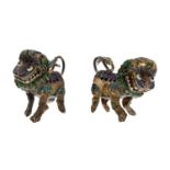 A PAIR OF ENAMELLED CHINESE LION FIGURINES, 20TH CENTURY