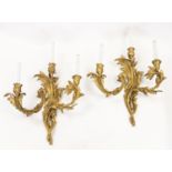 A PAIR OF ORMOLU BRONZE CANDELABRA WALL MOUNTS,