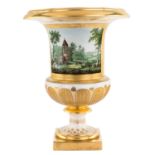 A RUSSIAN PORCELAIN URN WITH VIEW OF PAVLOVSK, PROBABLY IMPERIAL PORCELAIN FACTORY, ST. PETERSBURG