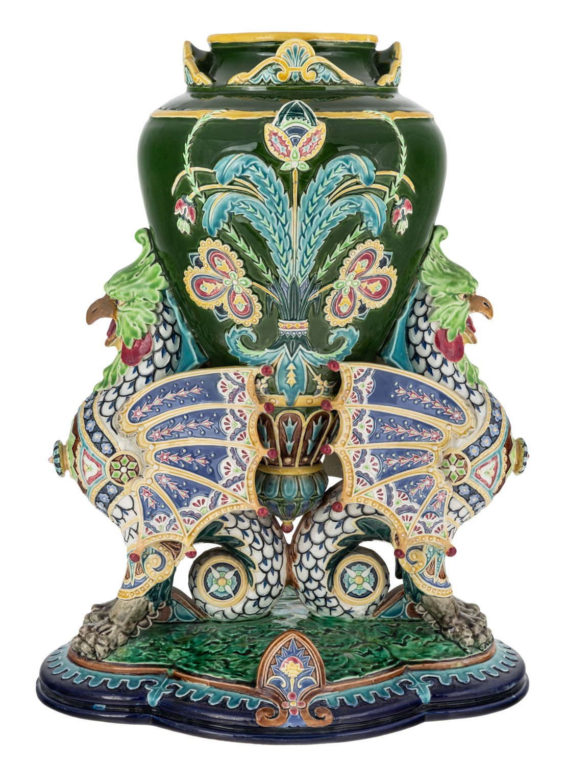 A RARE AND IMPRESSIVE RUSSIAN PORCELAIN VASE, KUZNETSOV PORCELAIN FACTORY, CIRCA 1875