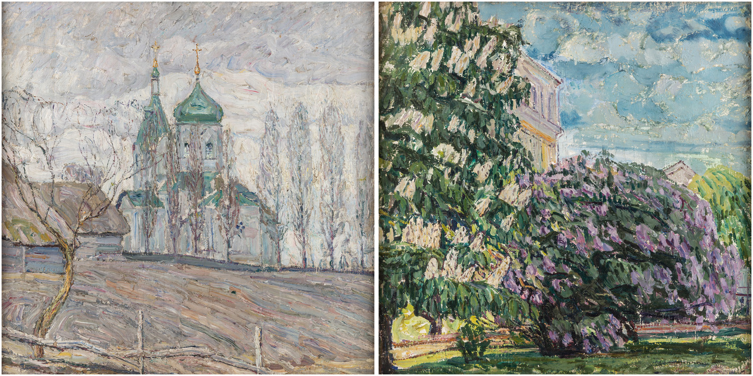 A DOUBLE-SIDED LANDSCAPE PAINTING BY ABRAHAM MANIEVICH (RUSSIAN 1883-1942)