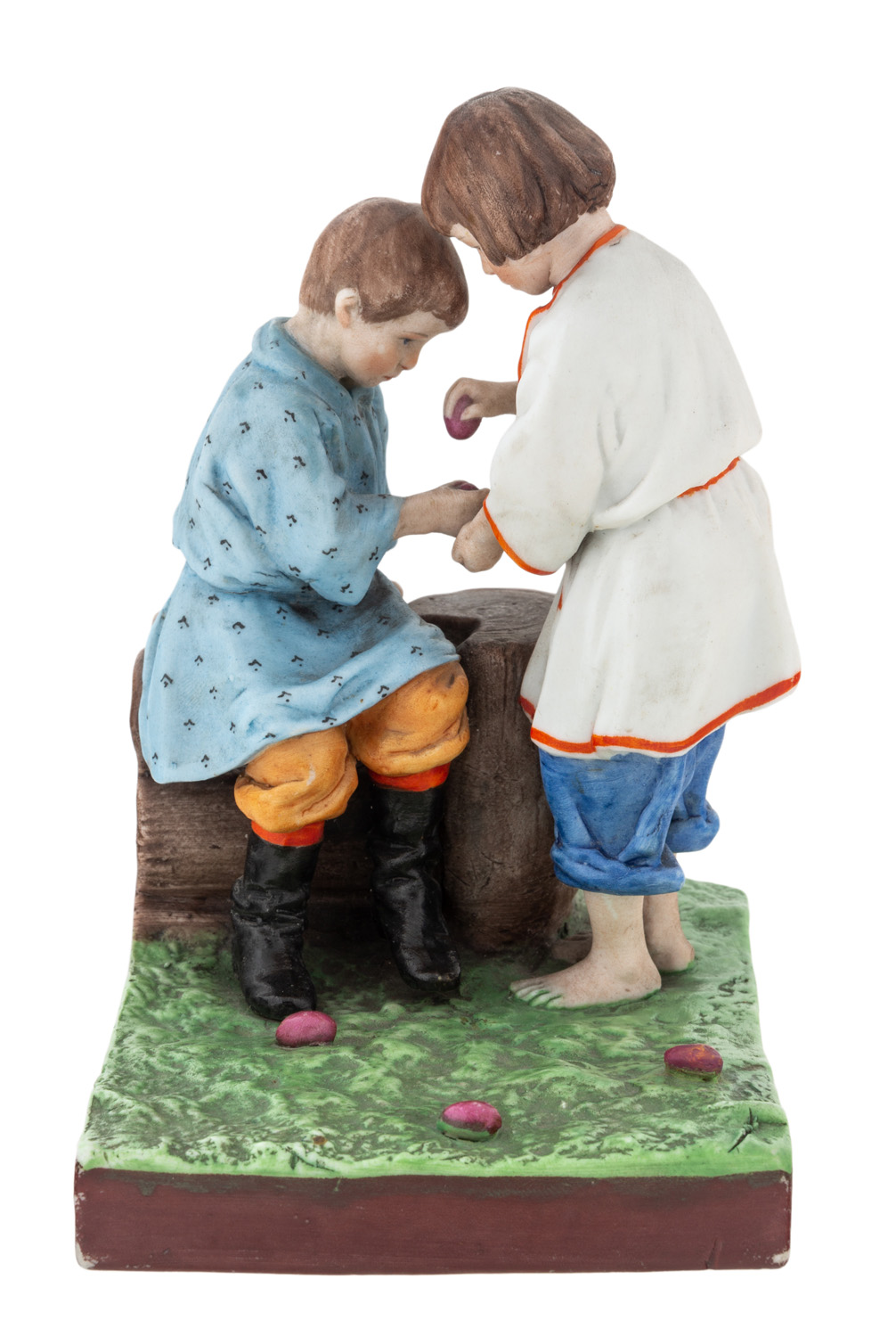 A RUSSIAN PORCELAIN FIGURAL GROUP OF CHILDREN WITH EASTER EGGS, GARDNER PORCELAIN FACTORY, VERBILKI