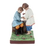 A RUSSIAN PORCELAIN FIGURAL GROUP OF CHILDREN WITH EASTER EGGS, GARDNER PORCELAIN FACTORY, VERBILKI