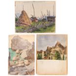 A GROUP OF THREE LANDSCAPE DRAWINGS BY NIKOLAI LANCERAY (RUSSIAN 1879-1942)