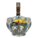 AN IMPRESSIVE RUSSIAN GILT SILVER AND SHADED CLOISONNE ENAMEL KOVSH, WORKMASTER IVAN KLEBNIKOV