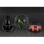 COLLECTION OF 3 ART GLASS PAPERWEIGHTS