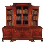 19TH-CENTURY MAHOGANY BREAKFRONT BOOKCASE