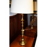 PAIR OF LARGE BRASS TABLE LAMPS AND SHADES