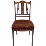 EDWARDIAN ROSEWOOD AND MARQUETRY OCCASIONAL CHAIR
