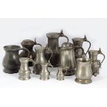LOT ELEVEN 18TH-CENTURY PEWTER TANKARDS